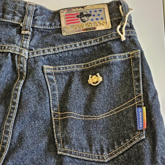 Lawman VTG Jeans Mens 28x30 Black Back Logo Cotton Rigid Denim  Western Ranch - Picture 13 of 16